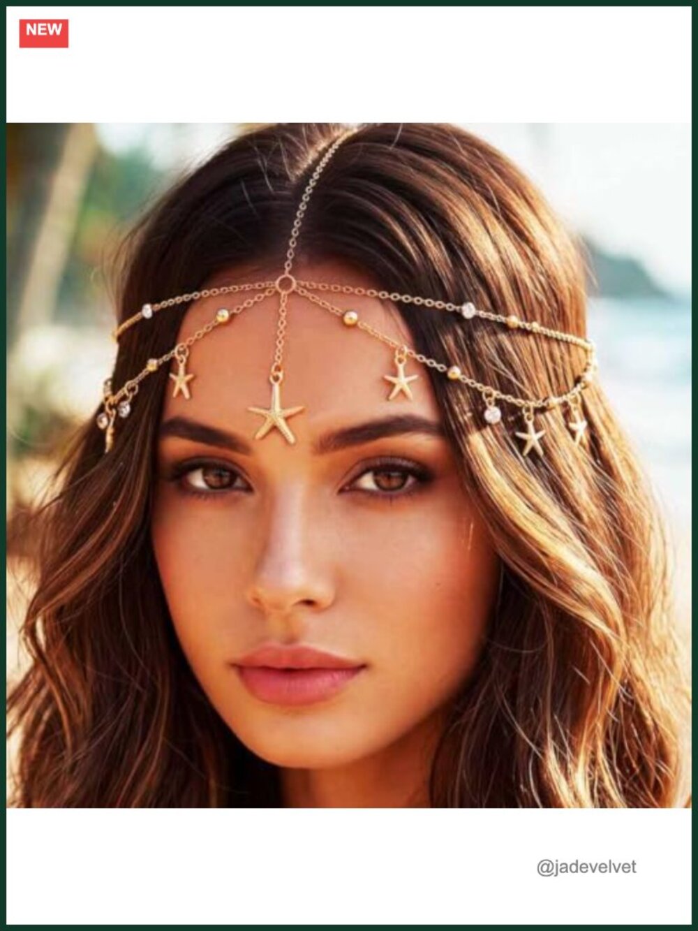 Boho Starfish Head Chain Gold Headpiece for Women Festival Hair Accessory